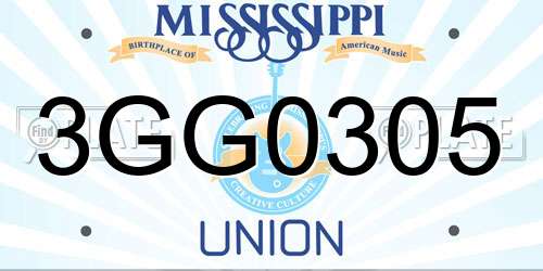 3GG0305 Mississippi License Plate
