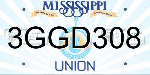 3GGD308 Mississippi License Plate