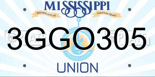 3GGO305 Mississippi License Plate