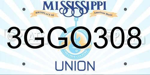 3GGO308 Mississippi License Plate