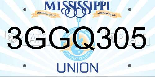 3GGQ305 Mississippi License Plate