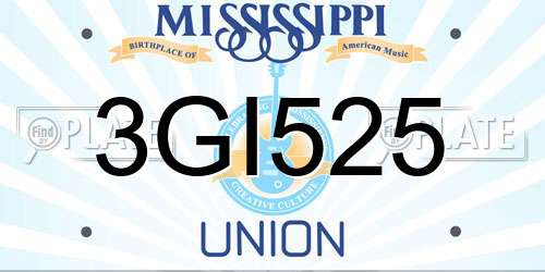3GI525 Mississippi License Plate