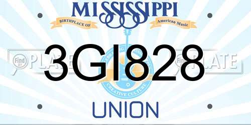 3GI828 Mississippi License Plate