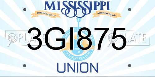 3GI875 Mississippi License Plate