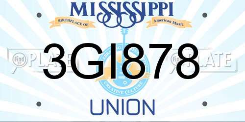 3GI878 Mississippi License Plate