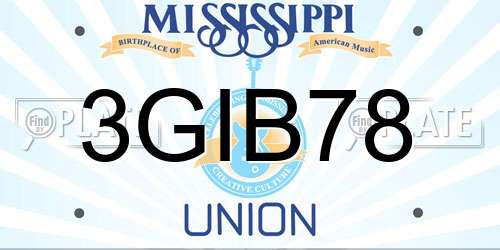 3GIB78 Mississippi License Plate