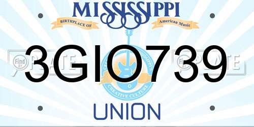 3GIO739 Mississippi License Plate