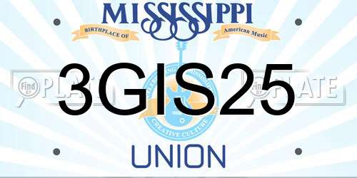 3GIS25 Mississippi License Plate