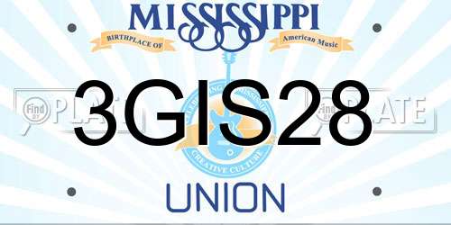 3GIS28 Mississippi License Plate