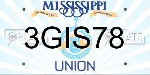 3GIS78 Mississippi License Plate