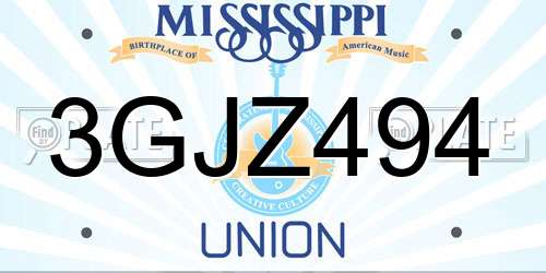 3GJZ494 Mississippi License Plate