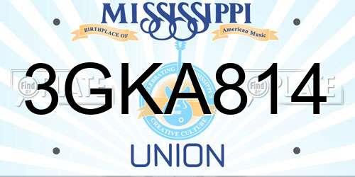 3GKA814 Mississippi License Plate