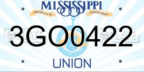 3GO0422 Mississippi License Plate
