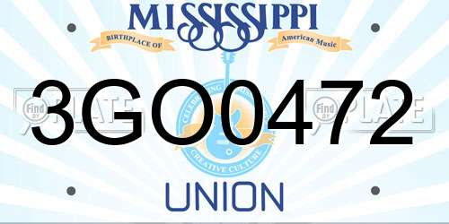 3GO0472 Mississippi License Plate