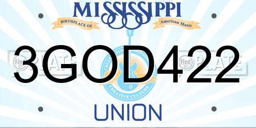 3GOD422 Mississippi License Plate