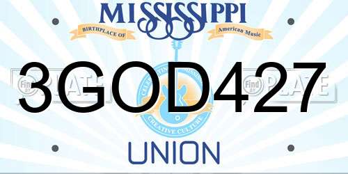 3GOD427 Mississippi License Plate