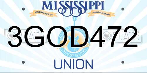 3GOD472 Mississippi License Plate