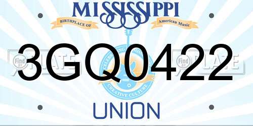 3GQ0422 Mississippi License Plate