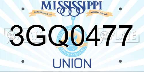3GQ0477 Mississippi License Plate