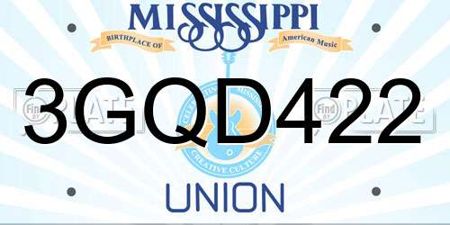 3GQD422 Mississippi License Plate