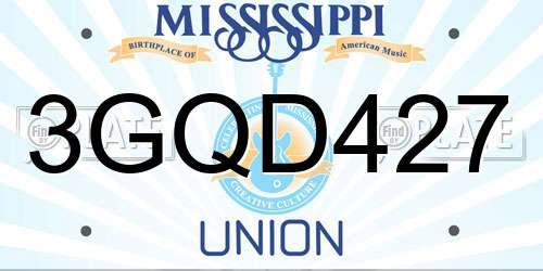 3GQD427 Mississippi License Plate