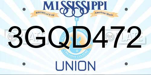 3GQD472 Mississippi License Plate