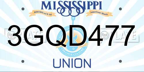 3GQD477 Mississippi License Plate
