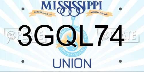 3GQL74 Mississippi License Plate