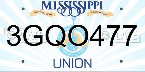 3GQO477 Mississippi License Plate