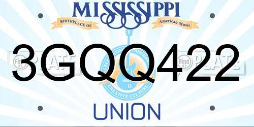 3GQQ422 Mississippi License Plate