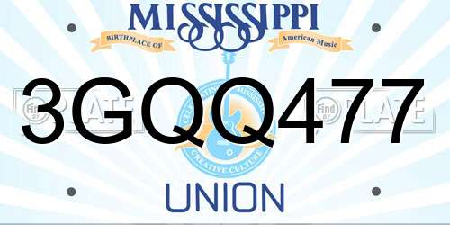 3GQQ477 Mississippi License Plate