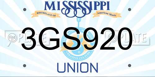 3GS920 Mississippi License Plate