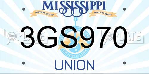 3GS970 Mississippi License Plate