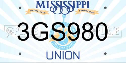 3GS980 Mississippi License Plate