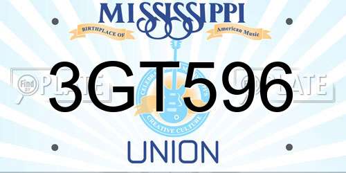 3GT596 Mississippi License Plate