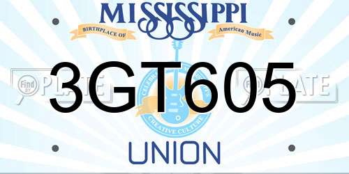 3GT605 Mississippi License Plate
