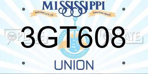 3GT608 Mississippi License Plate