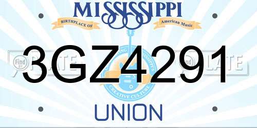 3GZ4291 Mississippi License Plate