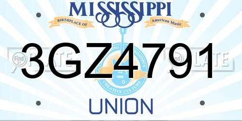 3GZ4791 Mississippi License Plate