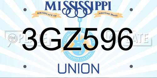 3GZ596 Mississippi License Plate