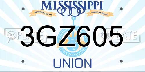 3GZ605 Mississippi License Plate