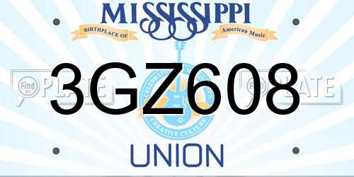 3GZ608 Mississippi License Plate