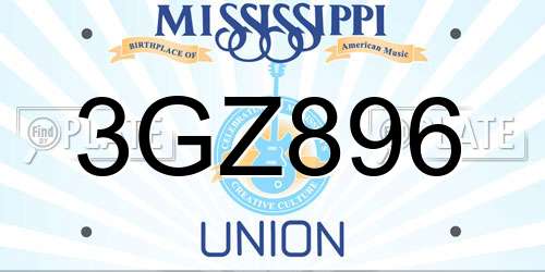 3GZ896 Mississippi License Plate