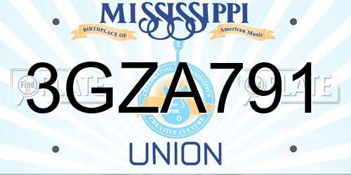 3GZA791 Mississippi License Plate