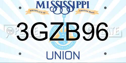 3GZB96 Mississippi License Plate