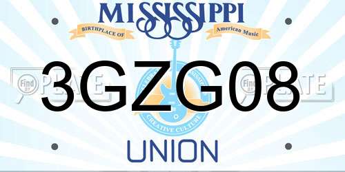 3GZG08 Mississippi License Plate