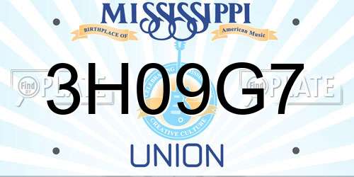 3H09G7 Mississippi License Plate