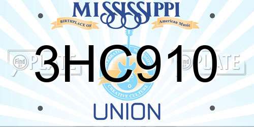 3HC910 Mississippi License Plate