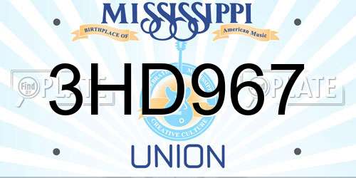 3HD967 Mississippi License Plate