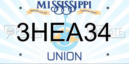 3HEA34 Mississippi License Plate